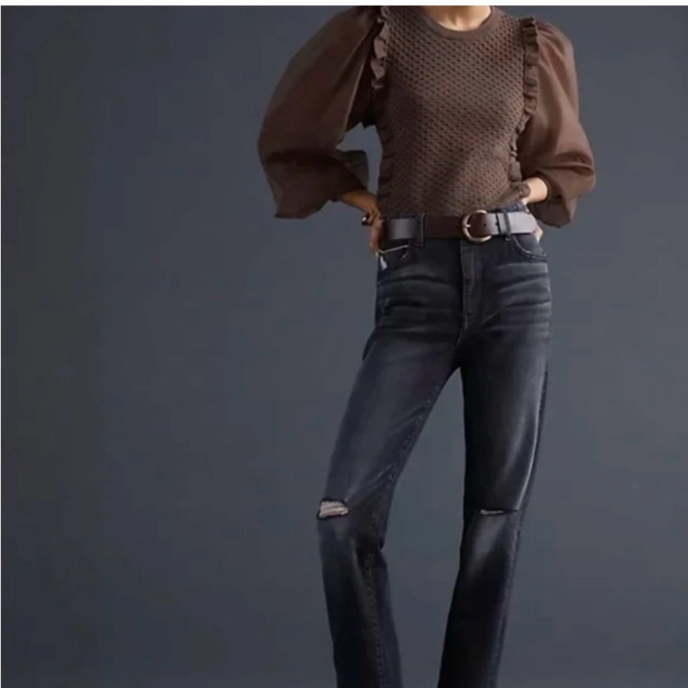 Pilcro Anthropologie Women's Borrowed Boyfriend Black Jeans Size 27